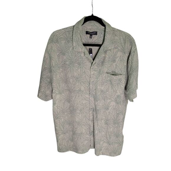 NWT Vox Populi Men's Green Hemp Leaf Print Button Up Shirt Men's XL - Picture 1 of 6